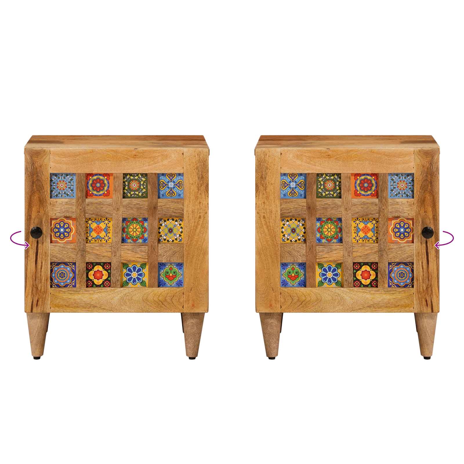 Nachtkastje 2 pcs Naturel 40 x 33,5 x 46 cm Massief Mango Hout