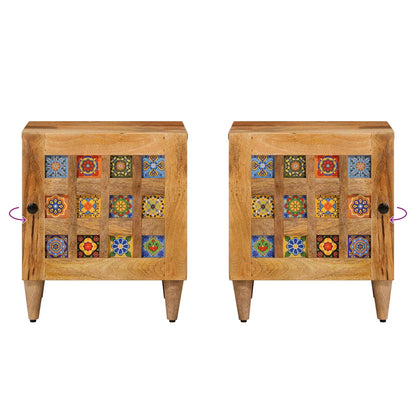 Nachtkastje 2 pcs Naturel 40 x 33,5 x 46 cm Massief Mango Hout
