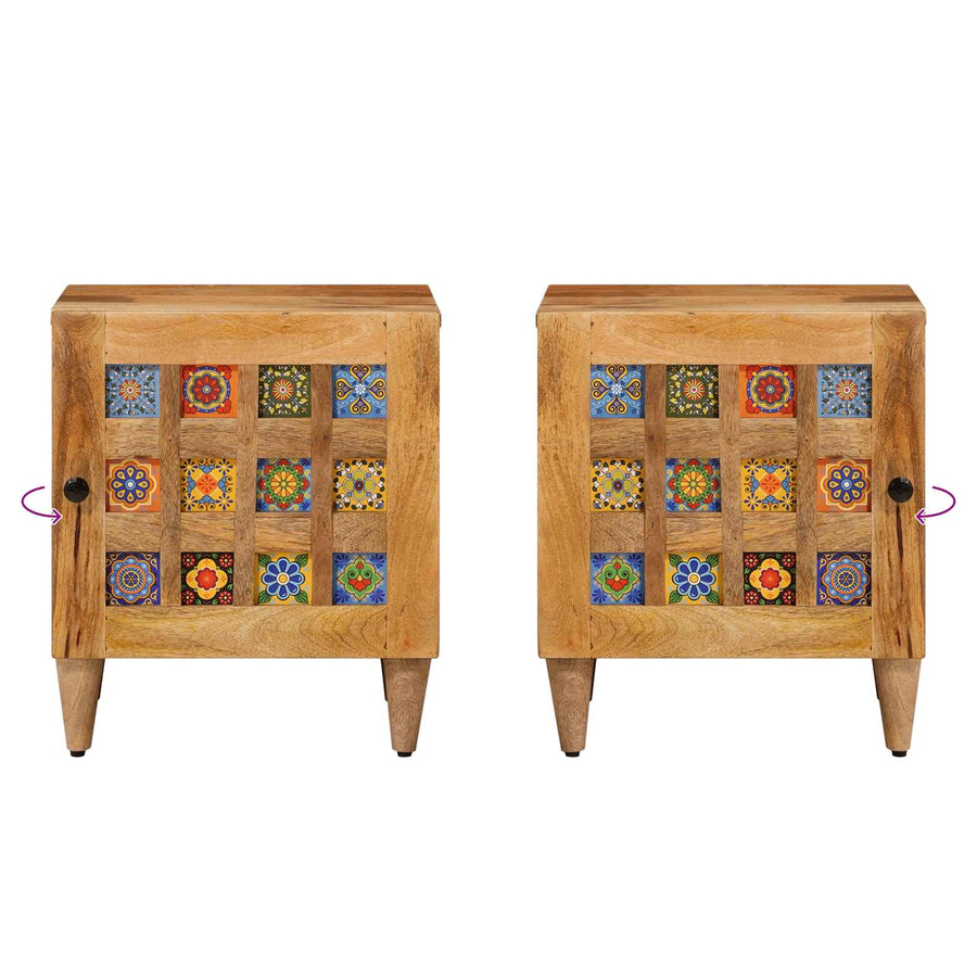 Nachtkastje 2 pcs Naturel 40 x 33,5 x 46 cm Massief Mango Hout