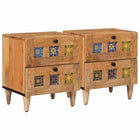Bedside Cabinet 2 pcs Natural 40 x 33.5 x 46 cm Solid Mango Wood