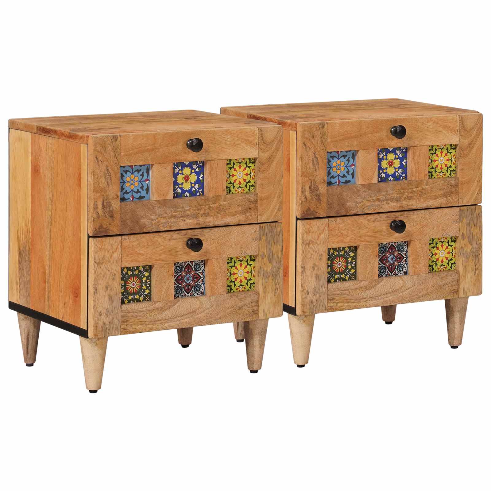 Nachtkastje 2 pcs Naturel 40 x 33,5 x 46 cm Massief Mango Hout