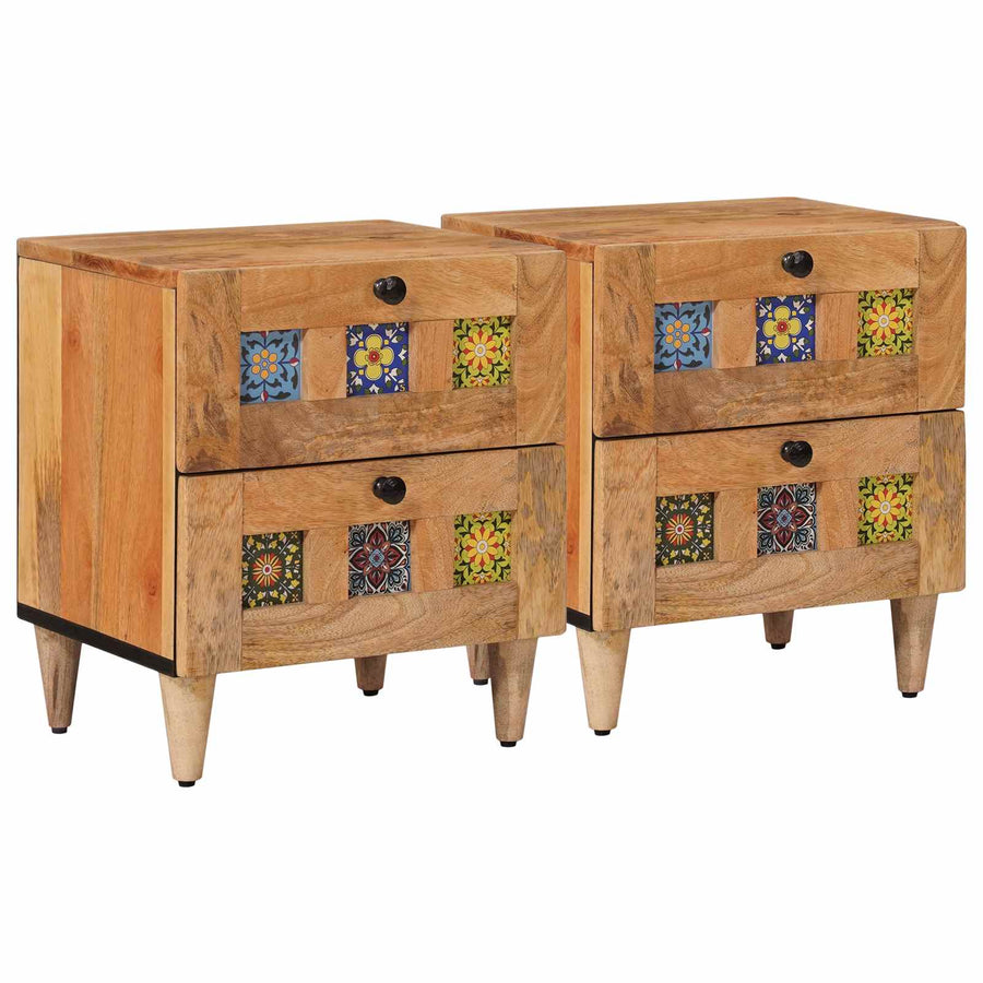 Nachtkastje 2 pcs Naturel 40 x 33,5 x 46 cm Massief Mango Hout