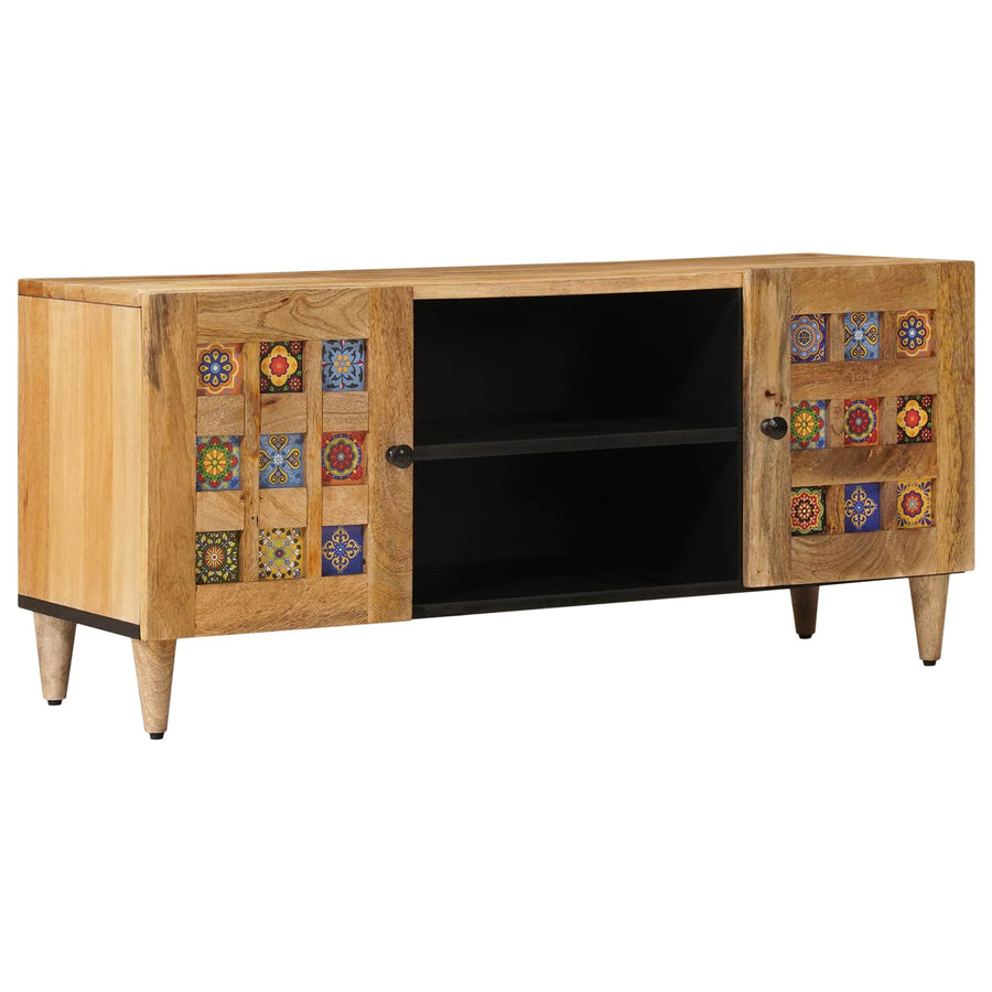 TV-kast met plank Naturel 105 x 33,5 x 46 cm Massief Mango Hout