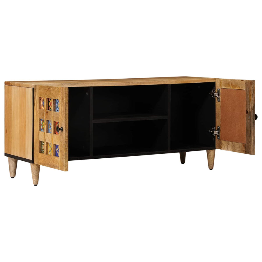 TV-kast met plank Naturel 105 x 33,5 x 46 cm Massief Mango Hout