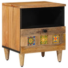 Bedside Table with Drawer Natural 40 x 33 x 46 cm Solid Mango Wood