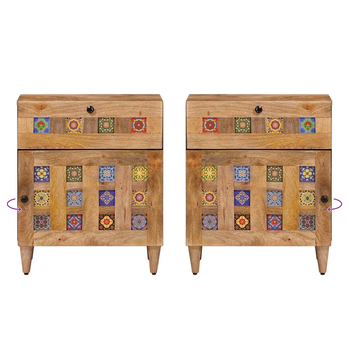 Nachtkastje met lade Naturel 50 x 33 x 60 cm Massief Mango Hout