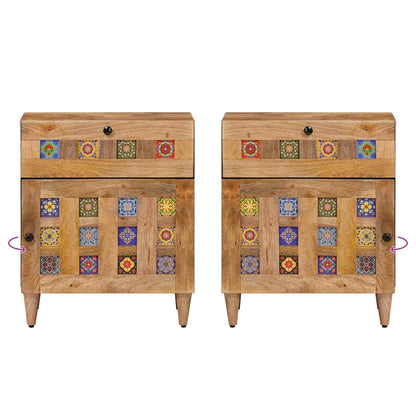 Nachtkastje met lade Naturel 50 x 33 x 60 cm Massief Mango Hout