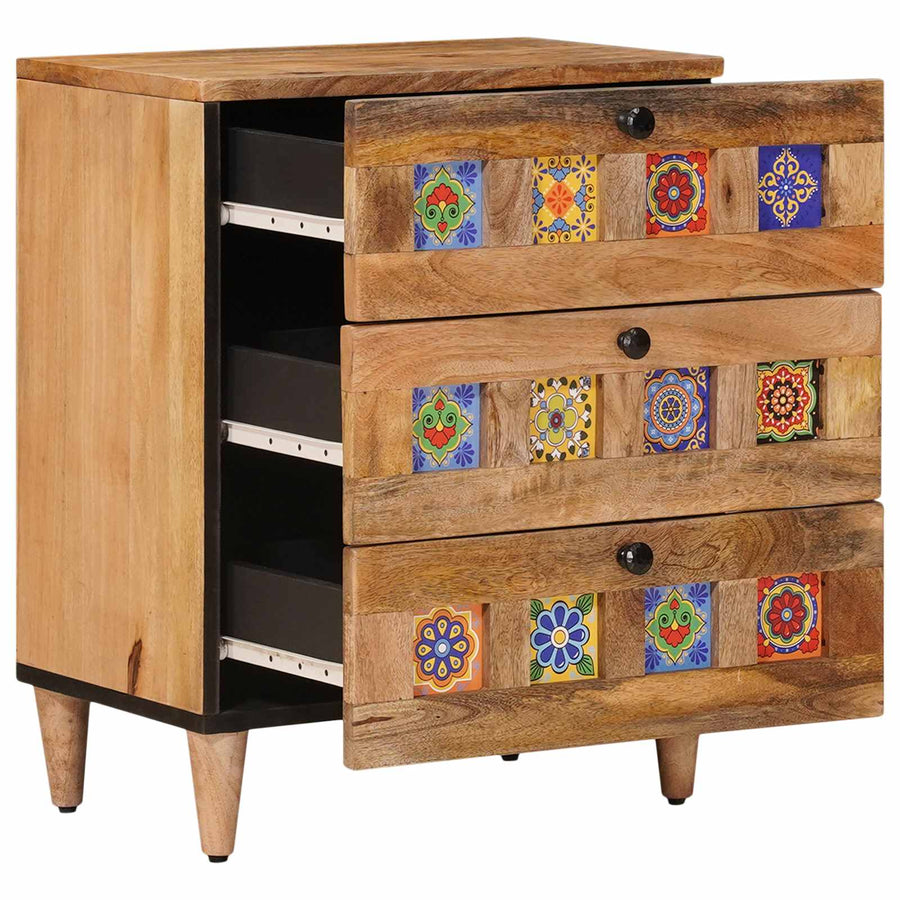 Nachtkastje met lade Naturel 50 x 33 x 62 cm Massief Mango Hout
