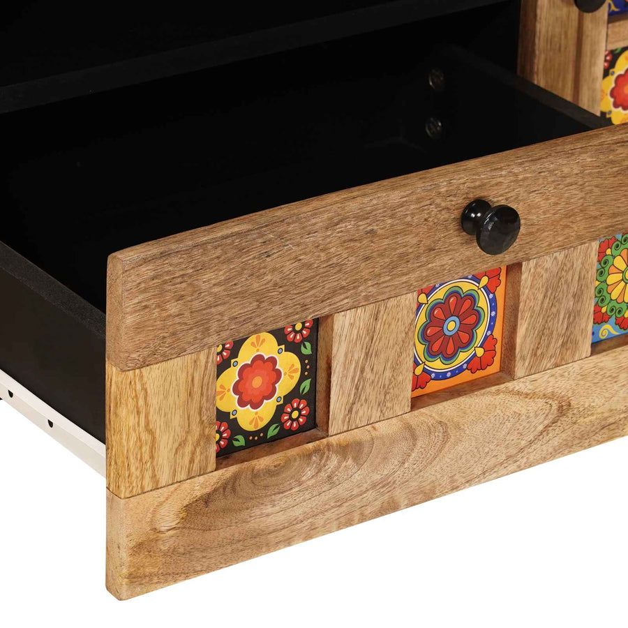 TV-kast met lade Naturel 105 x 33,5 x 46 cm Massief Mango Hout