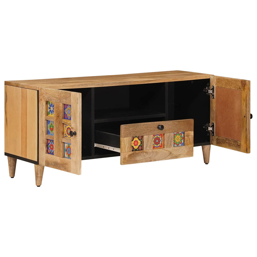 TV-kast met lade Naturel 105 x 33,5 x 46 cm Massief Mango Hout