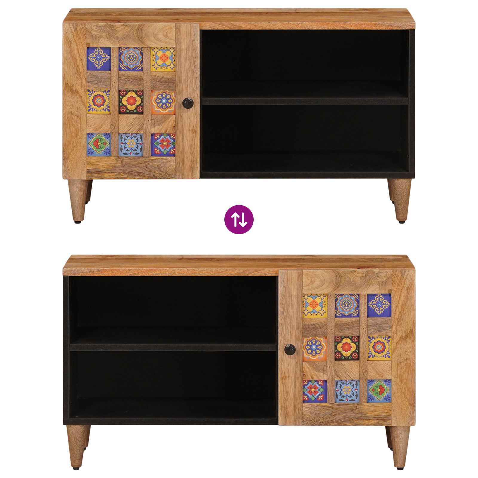 TV-kast met opslag Naturel 80 x 31,5 x 46 cm Massief Mango Hout