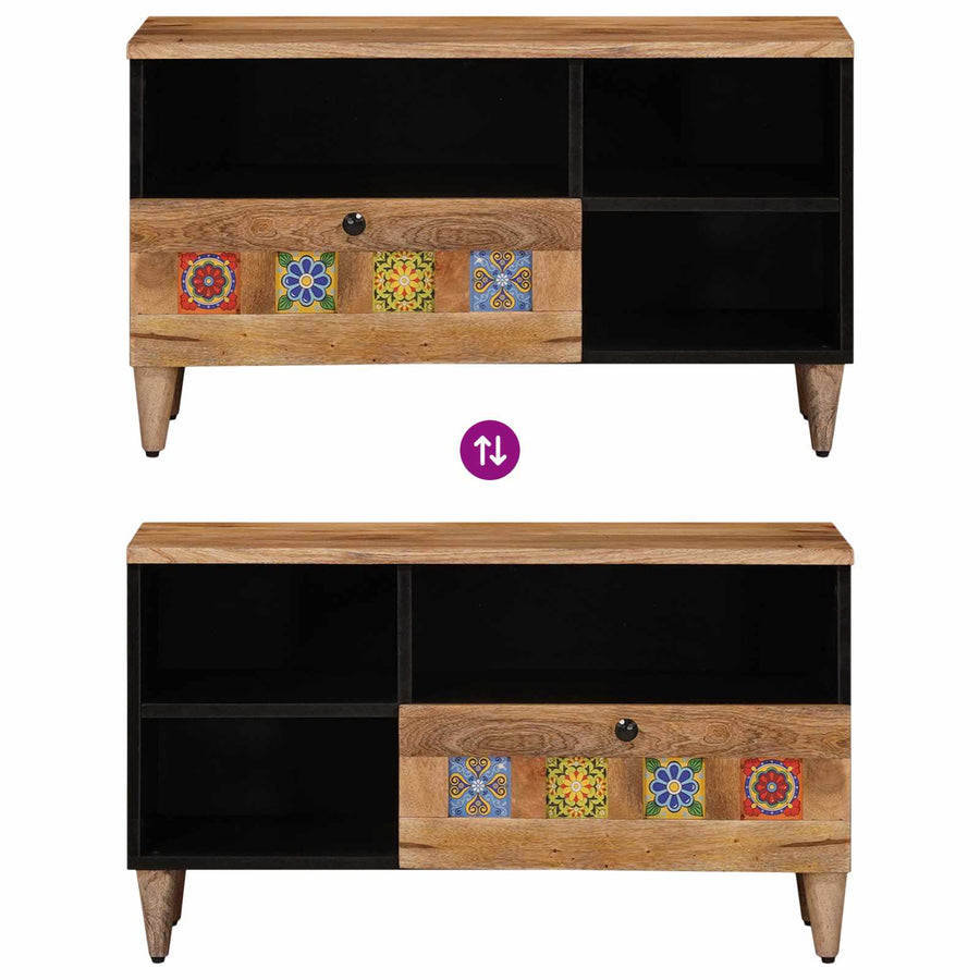 TV-kast met lade Naturel 80 x 33,5 x 46 cm Massief Mango Hout