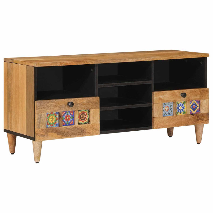 TV-kast met lade Naturel 100 x 33,5 x 46 cm Massief Mango Hout