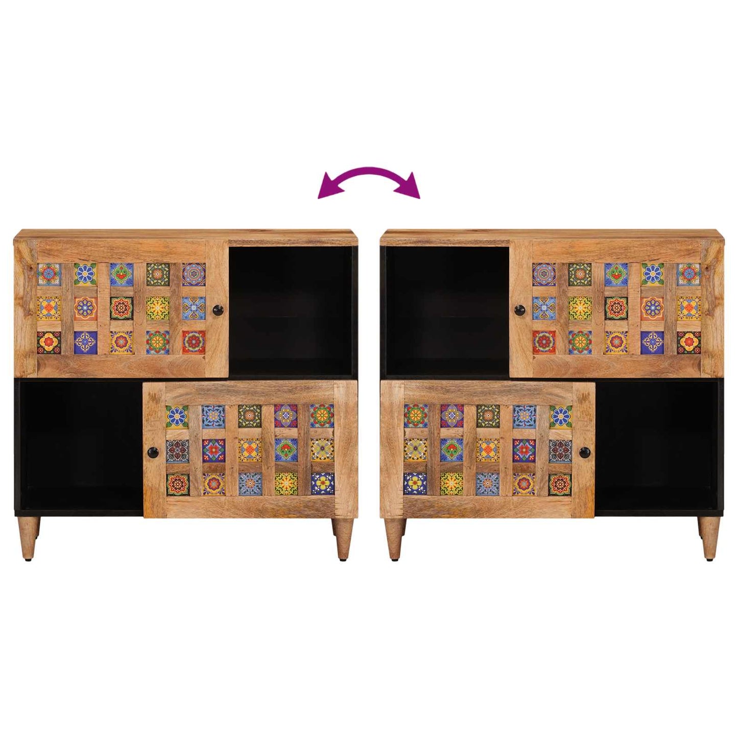 Dressoir Naturel 80 x 33,5 x 75 cm Massief Mango Hout