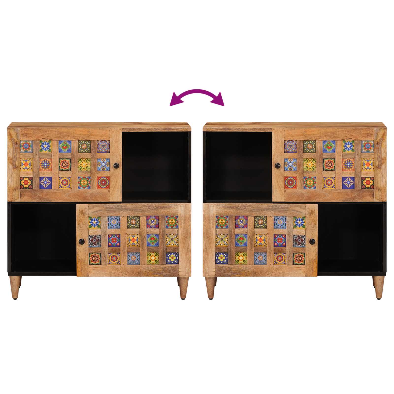 Dressoir Naturel 80 x 33,5 x 75 cm Massief Mango Hout