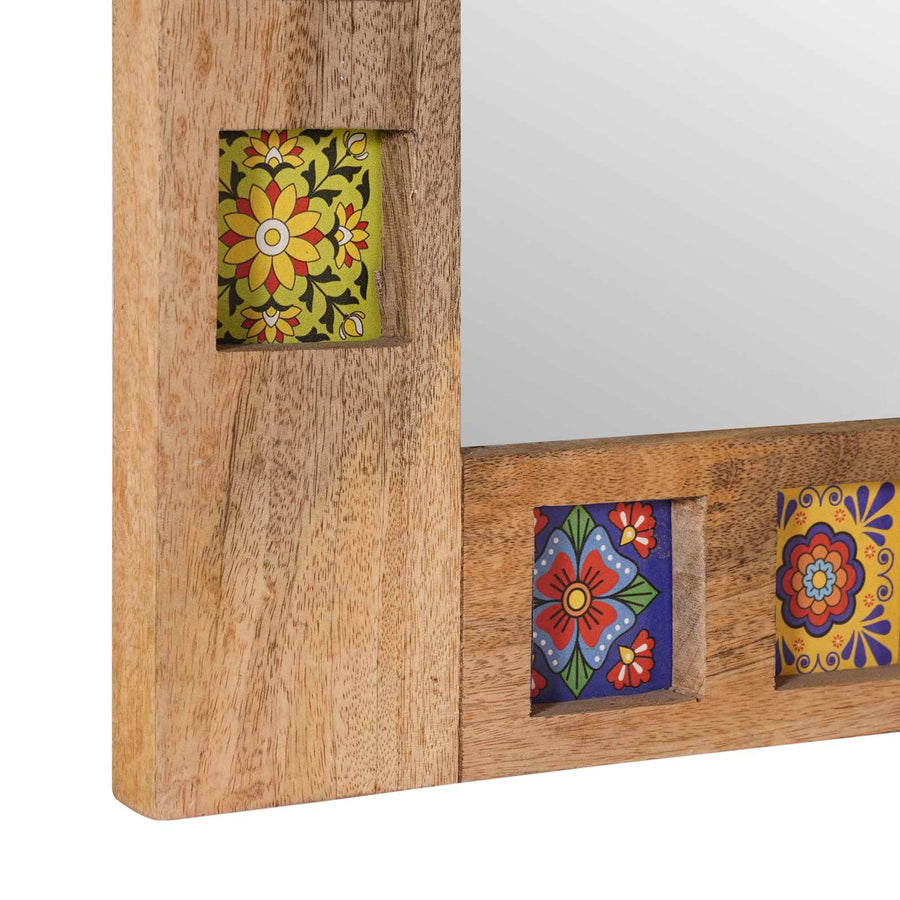 Badkamer Spiegel Naturel 50 x 70 x 3 cm Massief Mango Hout