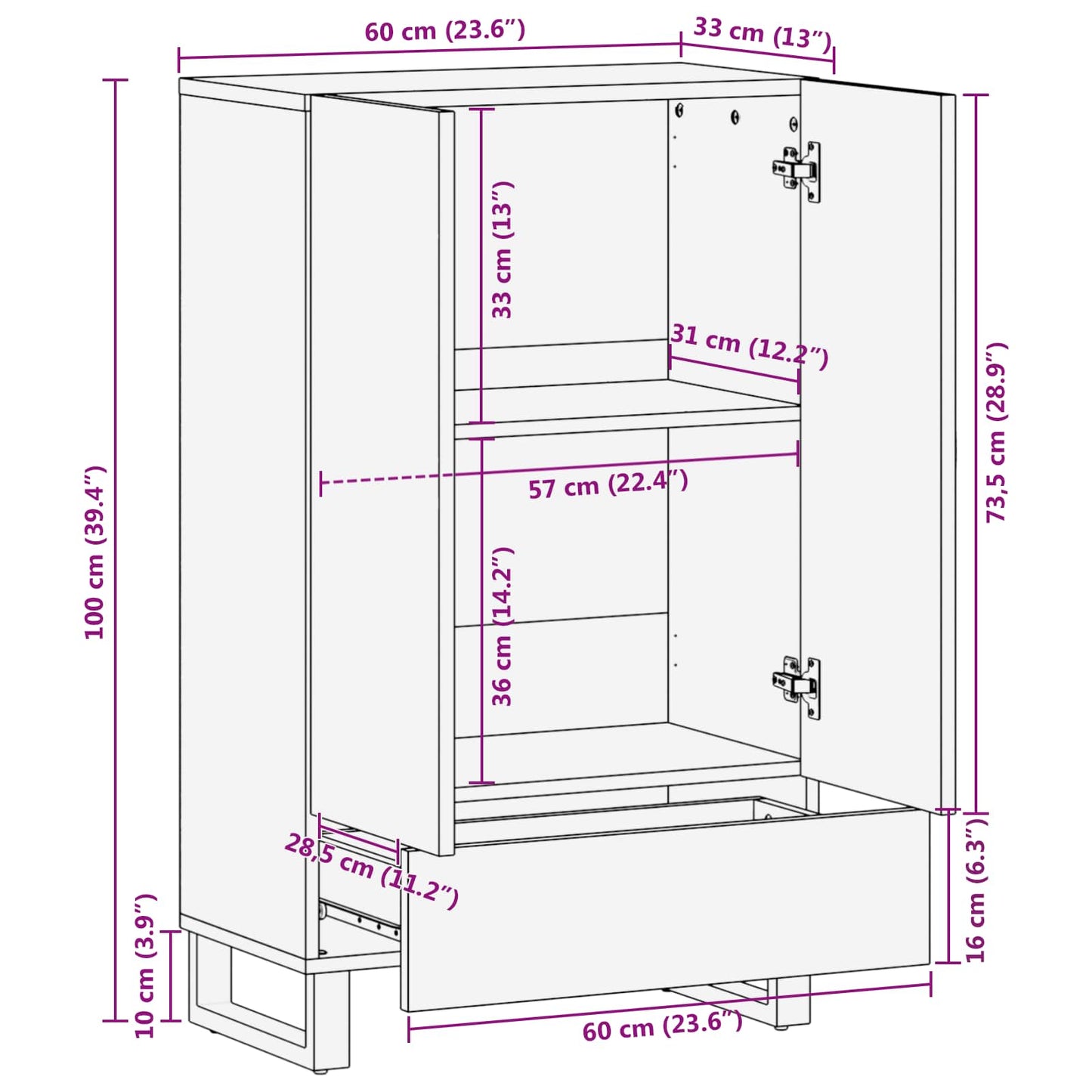 Opberg Highboard Effen