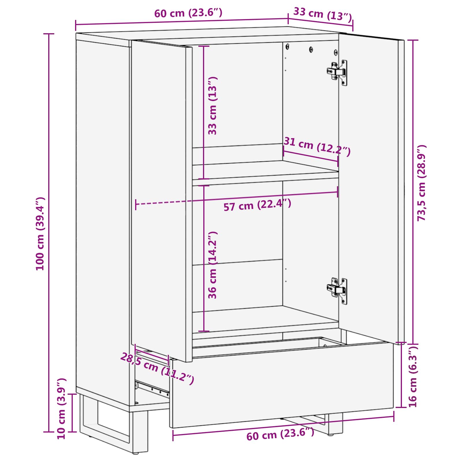 Opberg Highboard Effen