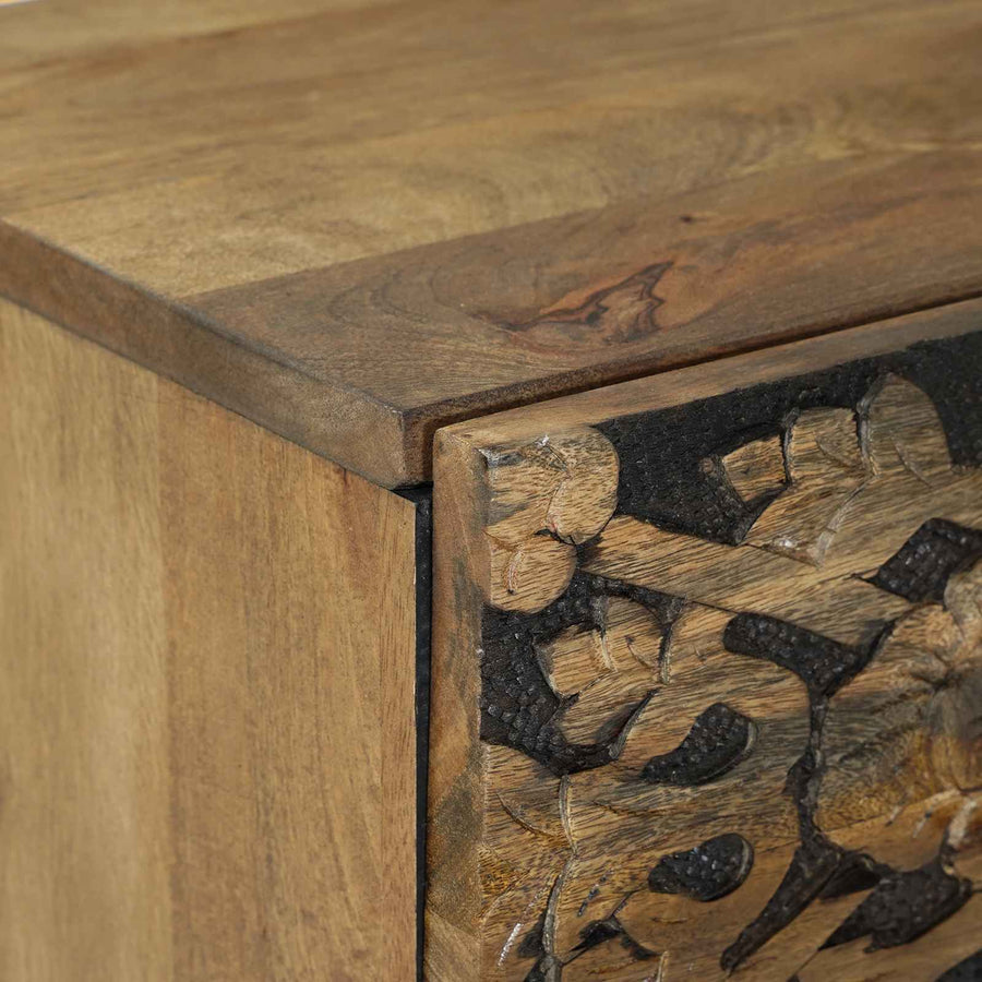 Nachtkastje met lade Bruin 40 x 33,5 x 46 cm Massief Mango Hout