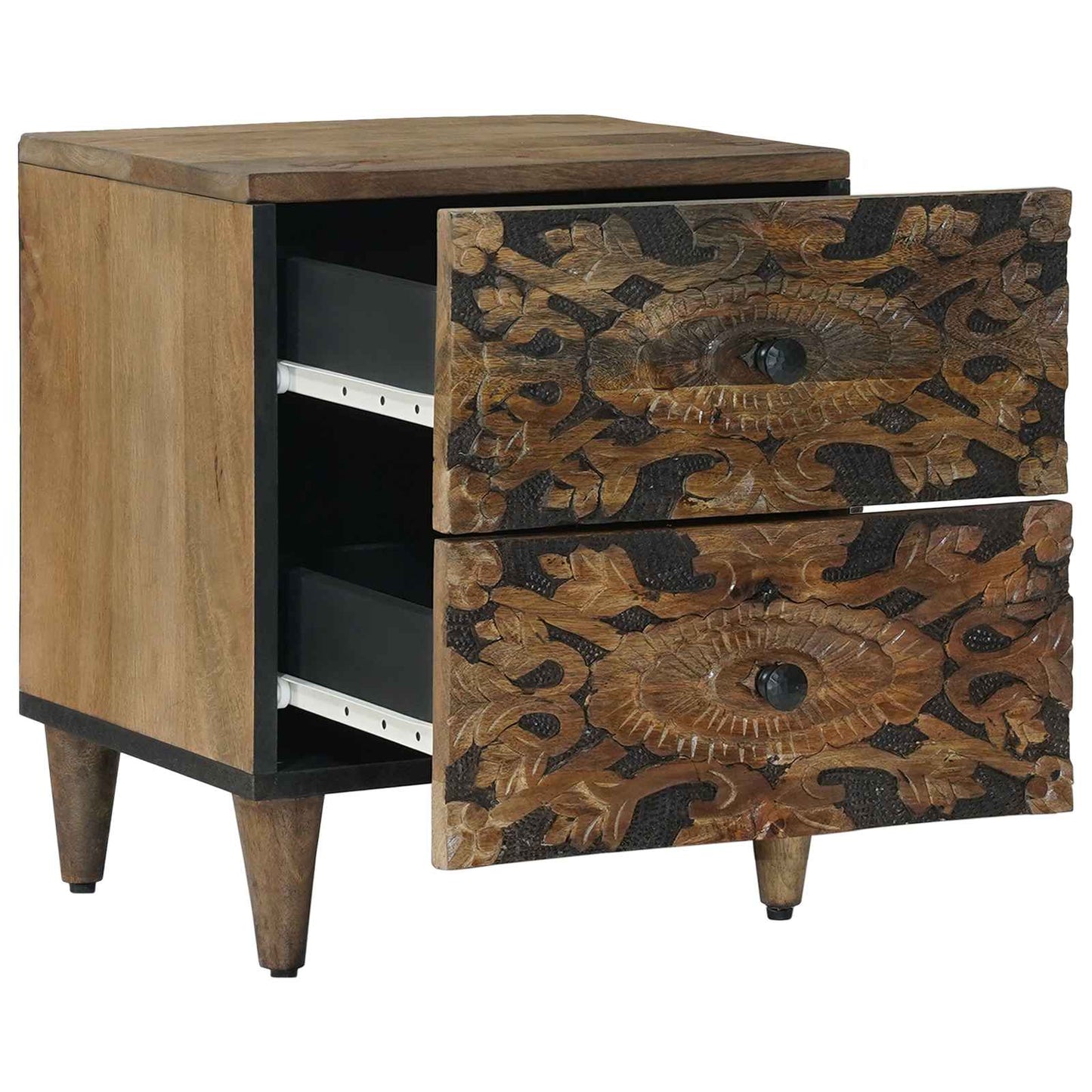 Nachtkastje met lade Bruin 40 x 33,5 x 46 cm Massief Mango Hout