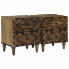 Nachtkastjes massief mangohout 2 stuks 40x33.5x46 cm bruin