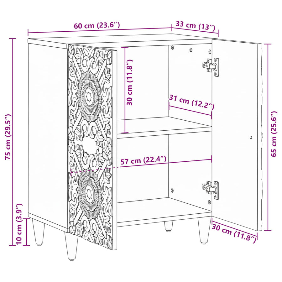 Opslag Dressoir Bruin 60 x 33,5 x 75 cm Massief Mango Hout