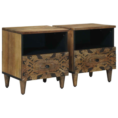 Bed kast 2 pcs Bruin 40 x 33 x 46 cm Massief Mango Hout