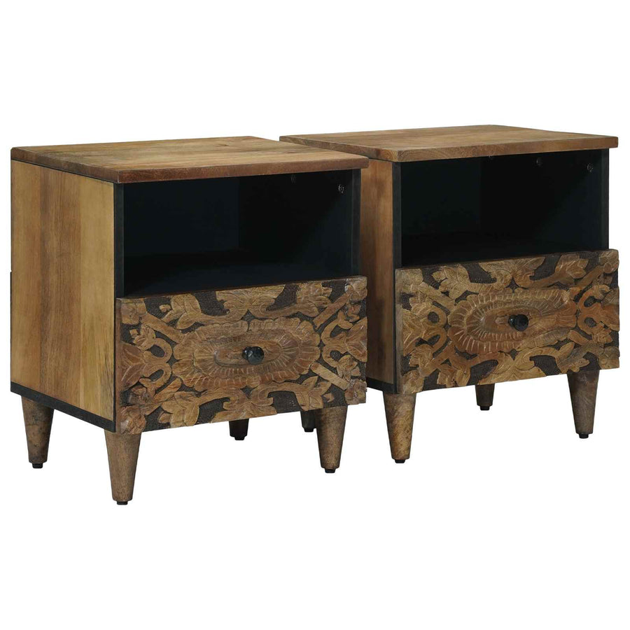 Bed kast 2 pcs Bruin 40 x 33 x 46 cm Massief Mango Hout