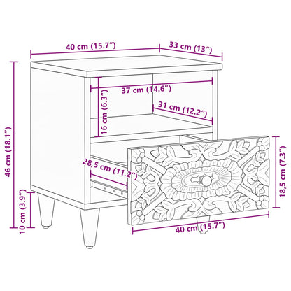 Bed kast 2 pcs Bruin 40 x 33 x 46 cm Massief Mango Hout