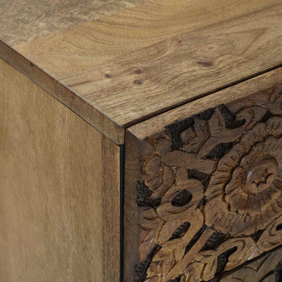 Bed kast met lade Bruin 50 x 33 x 60 cm Massief Mango Hout