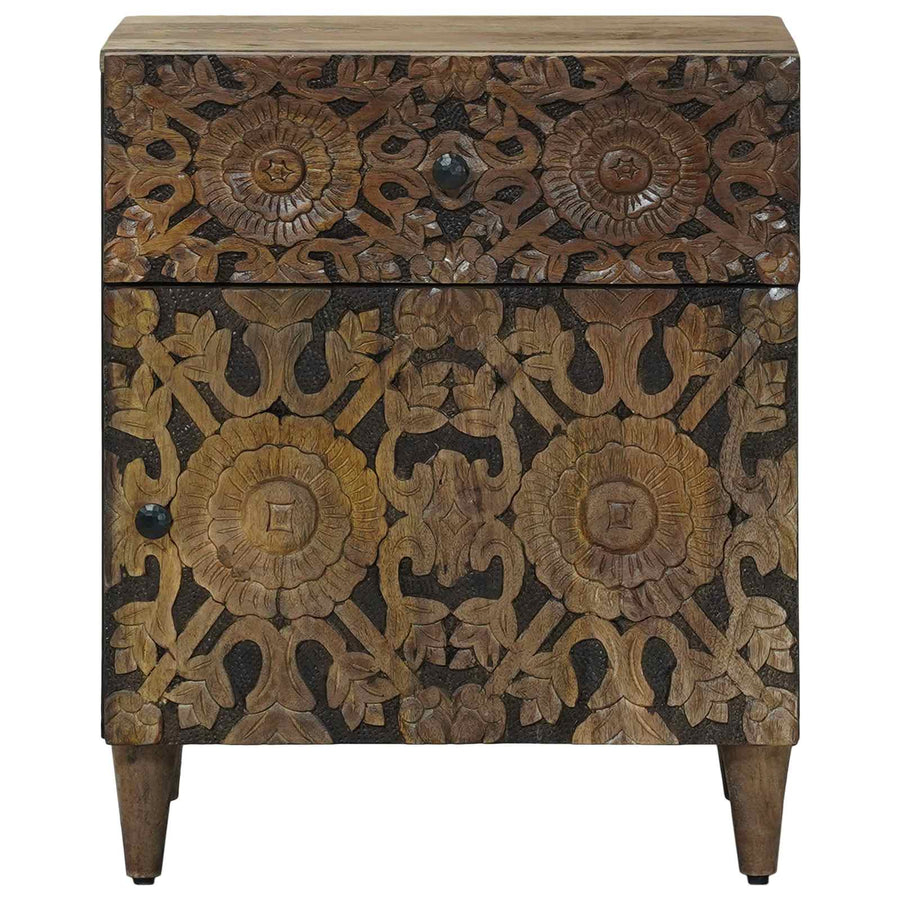 Bed kast met lade Bruin 50 x 33 x 60 cm Massief Mango Hout