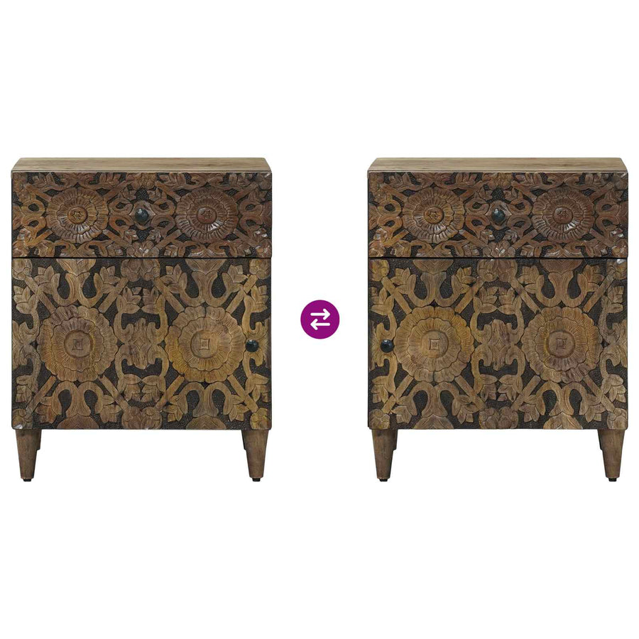 Bed kast met lade Bruin 50 x 33 x 60 cm Massief Mango Hout