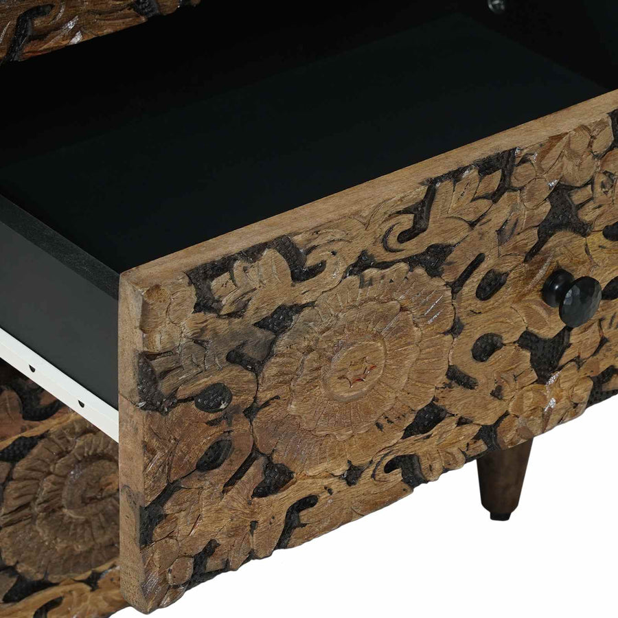 Bed kast met lade Bruin 50 x 33 x 60 cm Massief Mango Hout