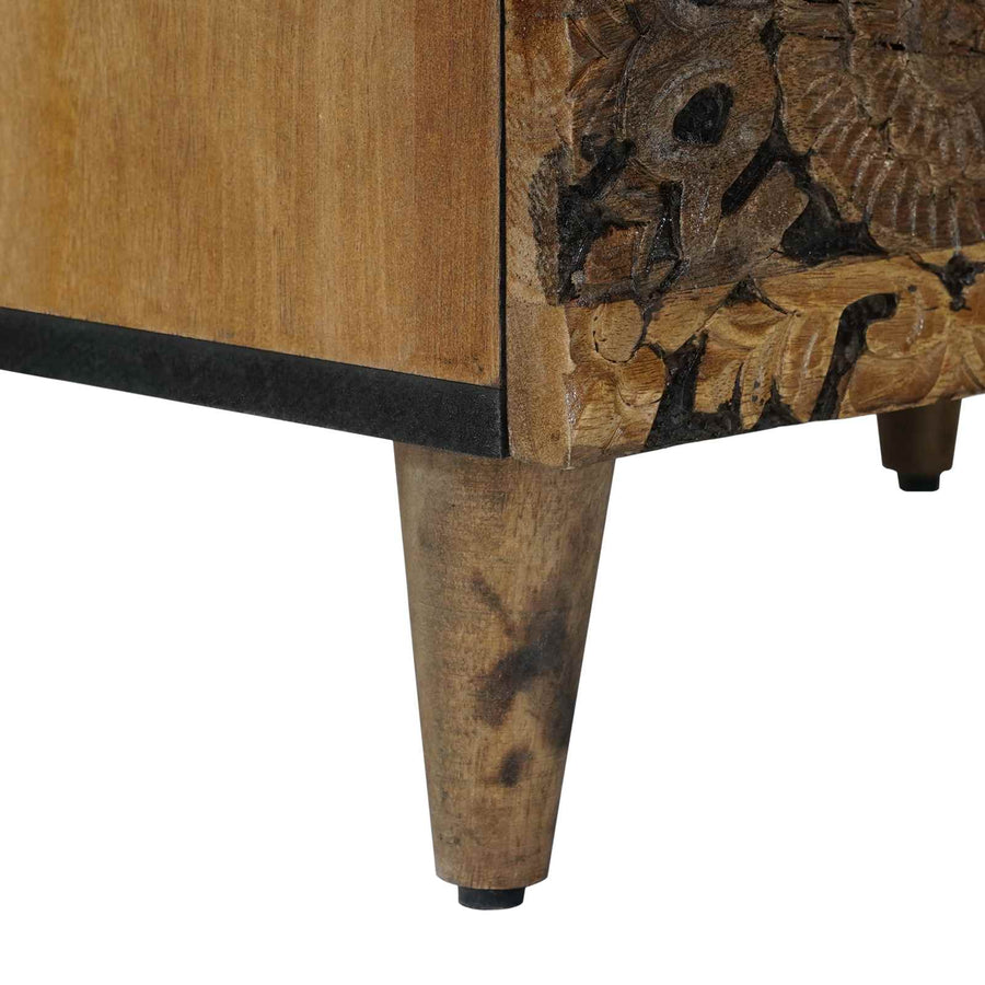 Bed kast met lade Bruin 50 x 33 x 60 cm Massief Mango Hout