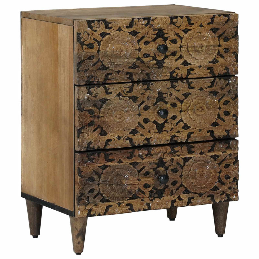 Bed kast met lade Bruin 50 x 33 x 60 cm Massief Mango Hout