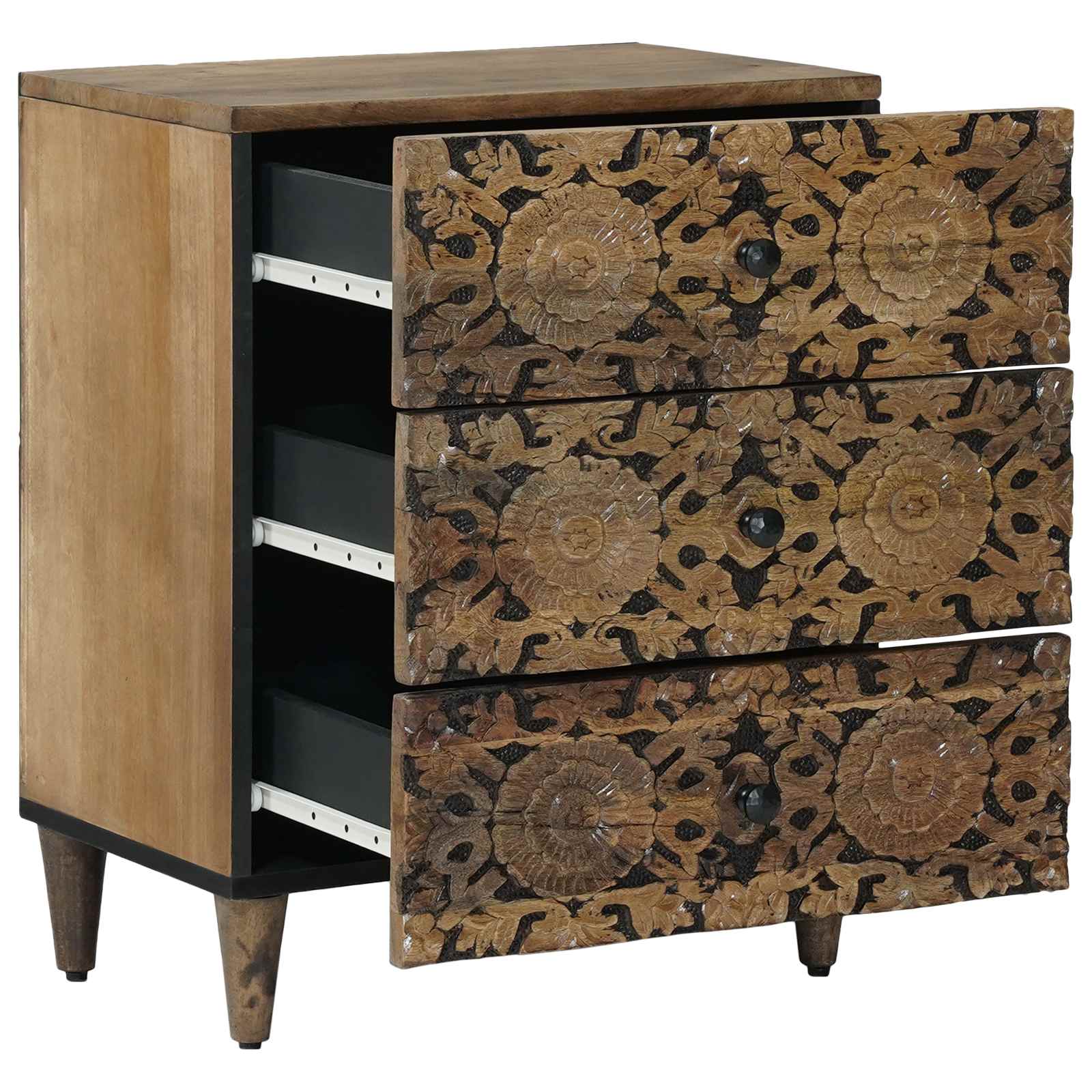 Bed kast met lade Bruin 50 x 33 x 60 cm Massief Mango Hout