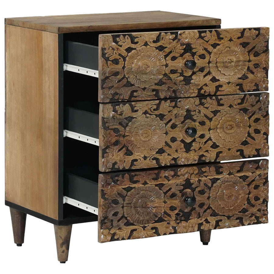 Bed kast met lade Bruin 50 x 33 x 60 cm Massief Mango Hout
