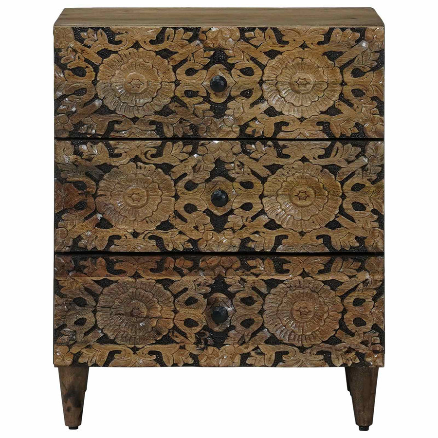 Bed kast met lade Bruin 50 x 33 x 60 cm Massief Mango Hout