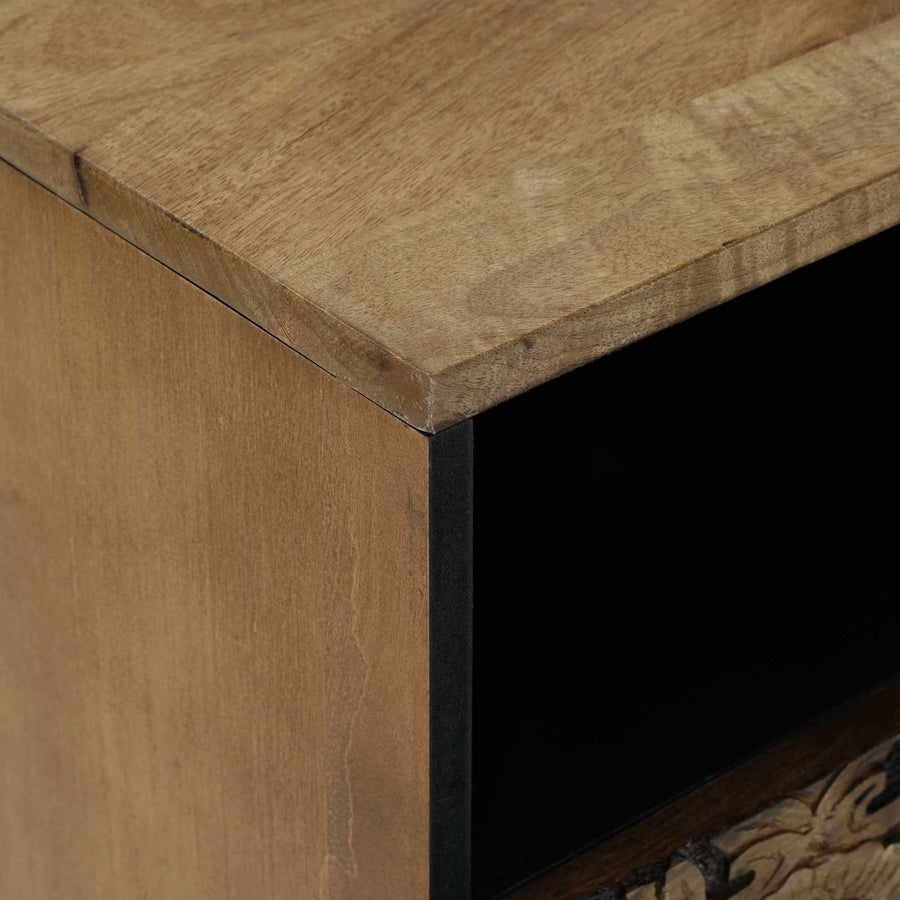 Bed kast met lade Bruin 50 x 33 x 60 cm Massief Mango Hout