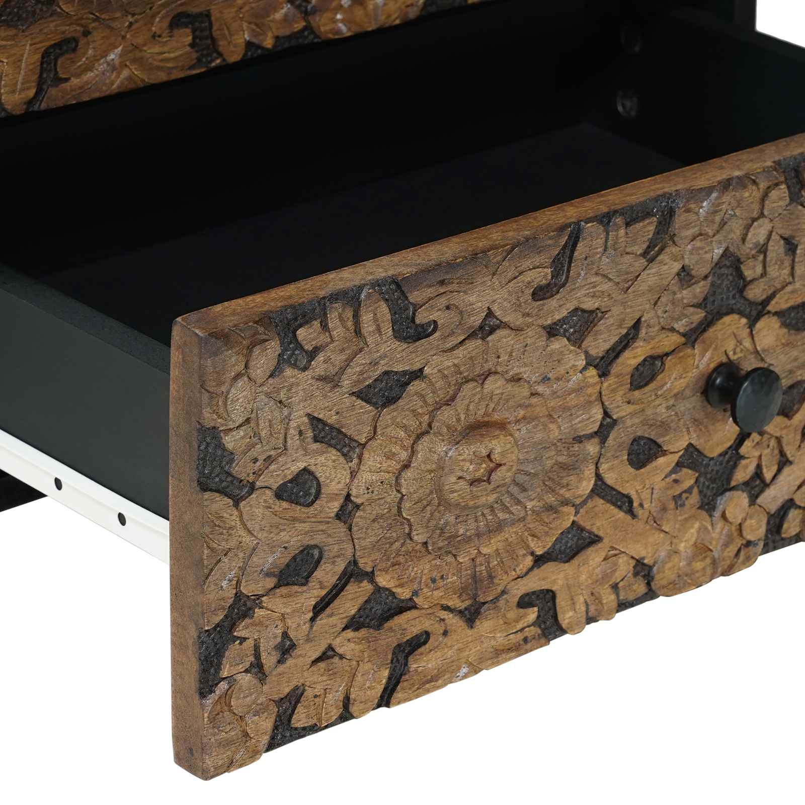 Bed kast met lade Bruin 50 x 33 x 60 cm Massief Mango Hout