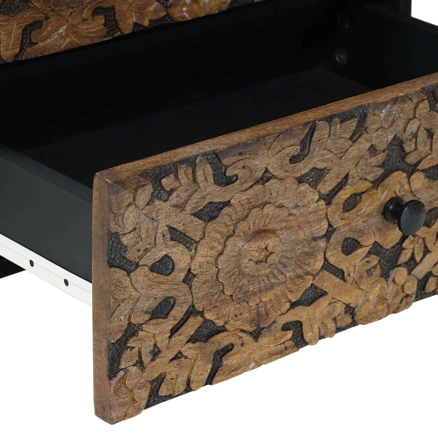 Bed kast met lade Bruin 50 x 33 x 60 cm Massief Mango Hout