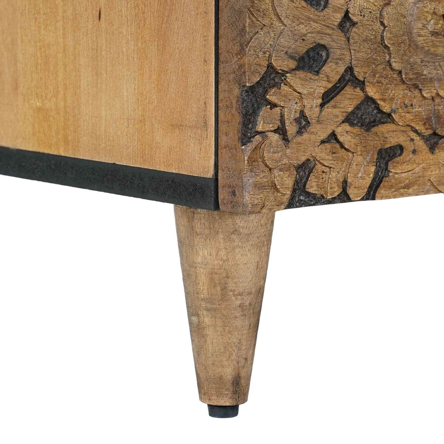 Bed kast met lade Bruin 50 x 33 x 60 cm Massief Mango Hout