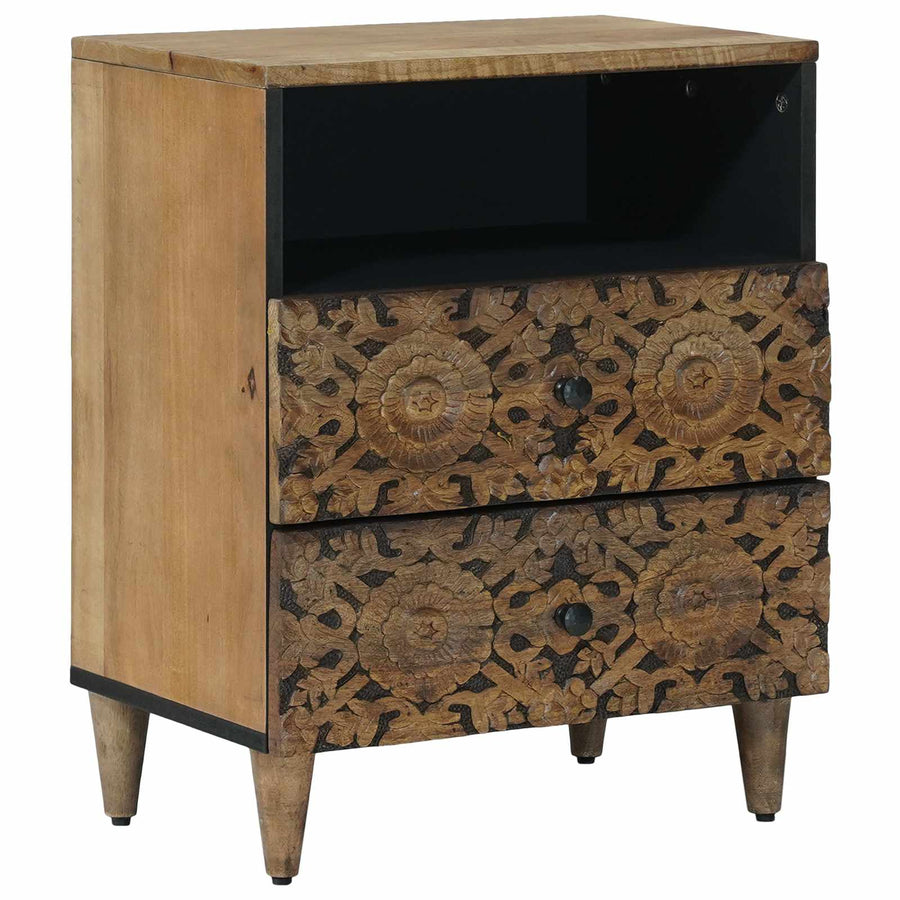 Bed kast met lade Bruin 50 x 33 x 60 cm Massief Mango Hout
