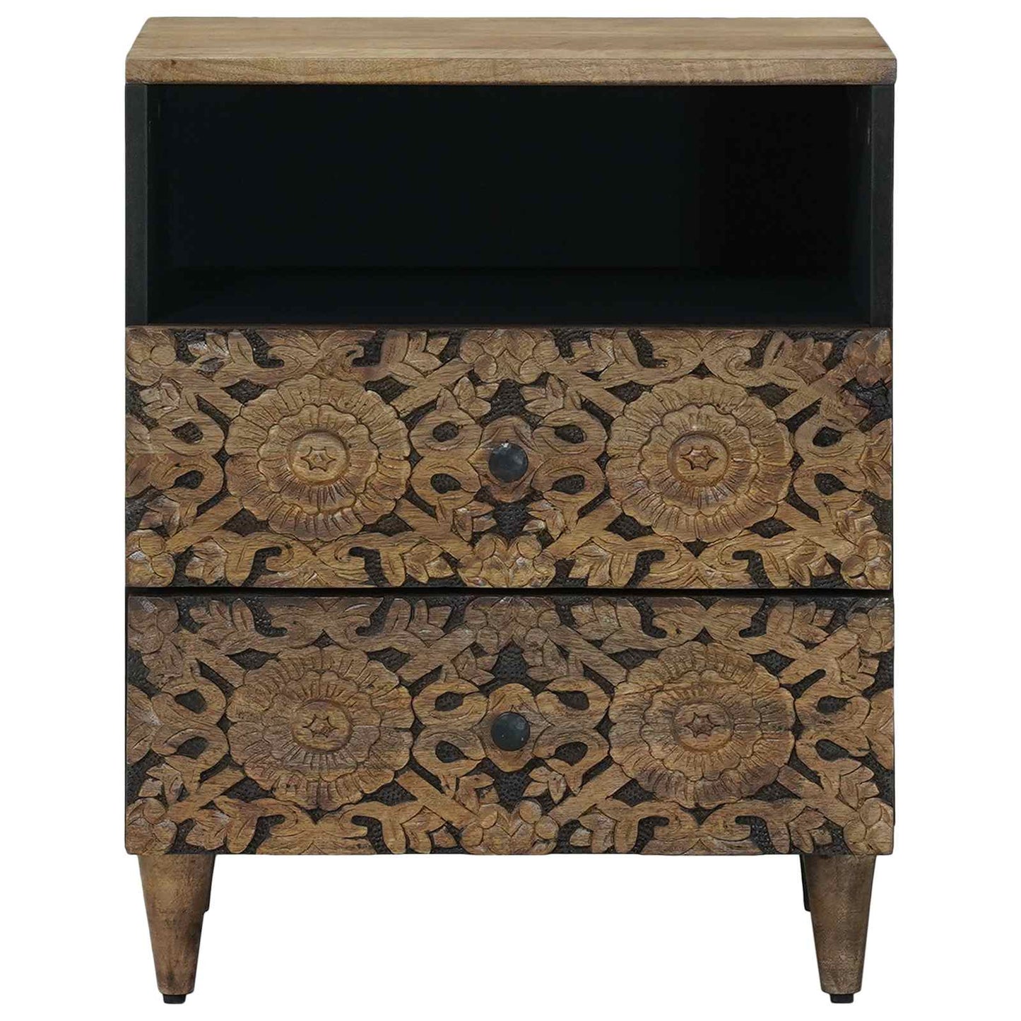 Bed kast met lade Bruin 50 x 33 x 60 cm Massief Mango Hout