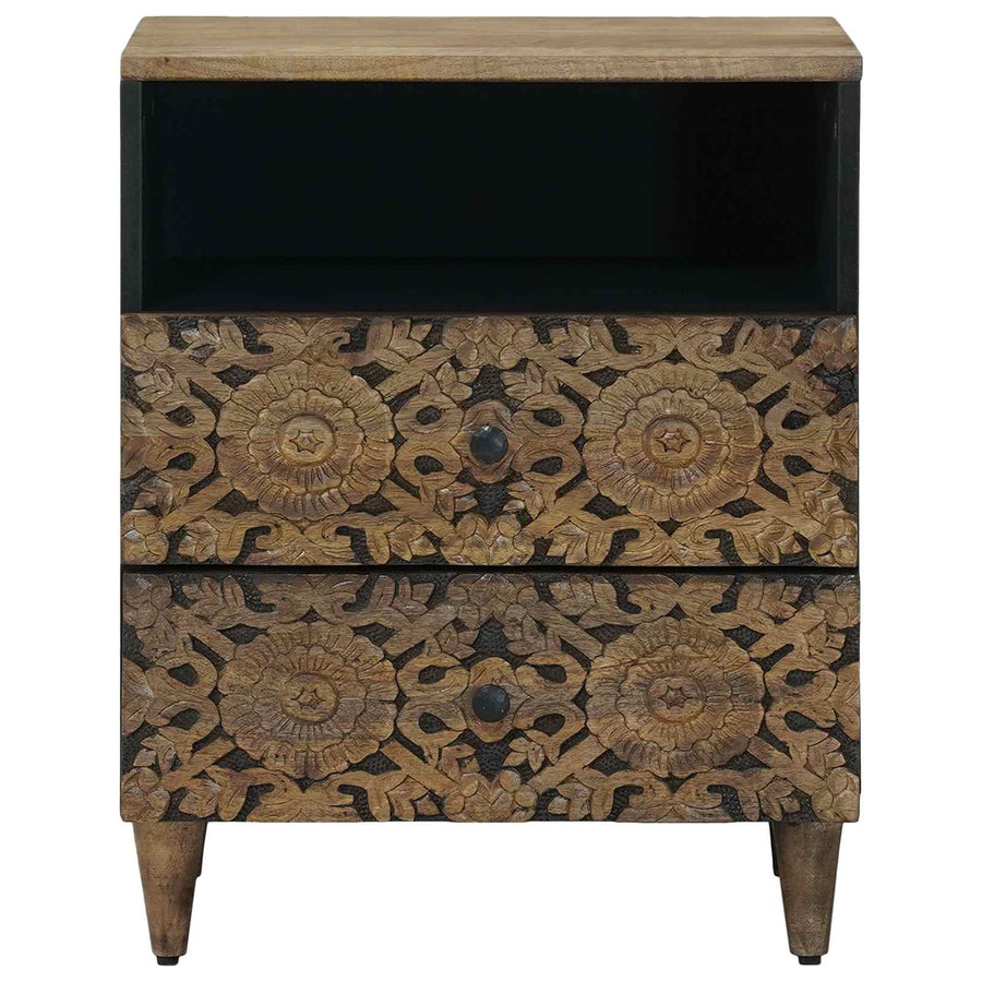 Bed kast met lade Bruin 50 x 33 x 60 cm Massief Mango Hout