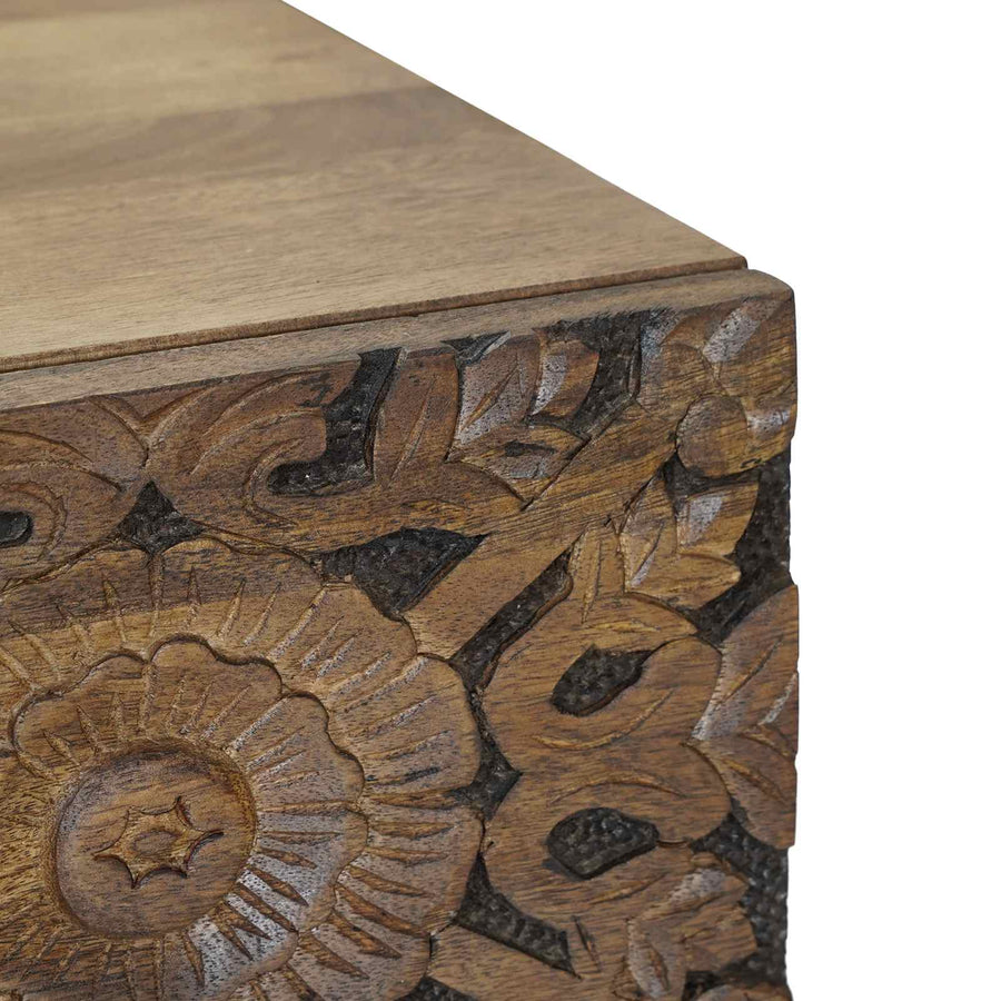Bed kast met lade Bruin 50 x 33 x 60 cm Massief Mango Hout