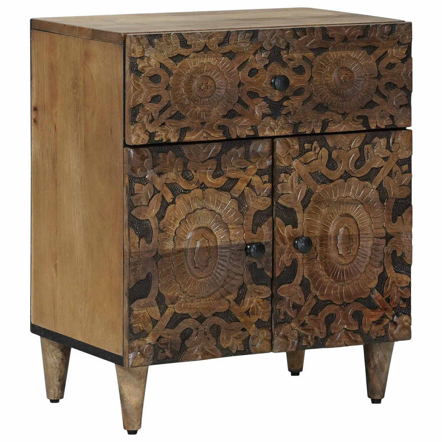 Bed kast met lade Bruin 50 x 33 x 60 cm Massief Mango Hout