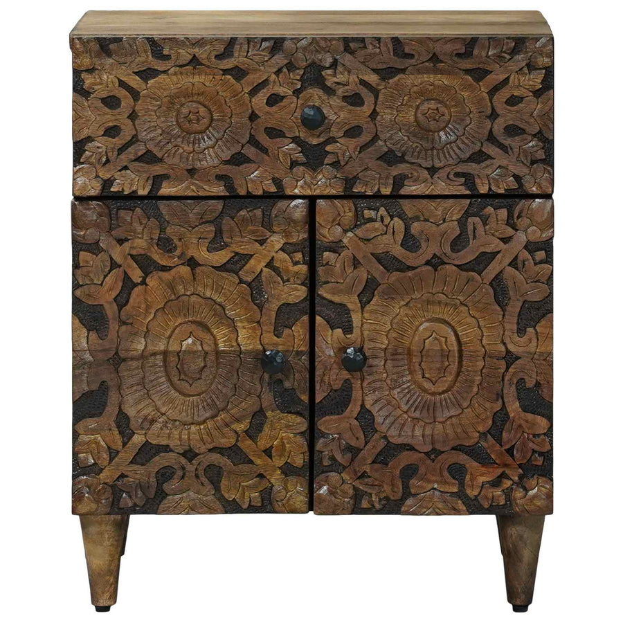 Bed kast met lade Bruin 50 x 33 x 60 cm Massief Mango Hout