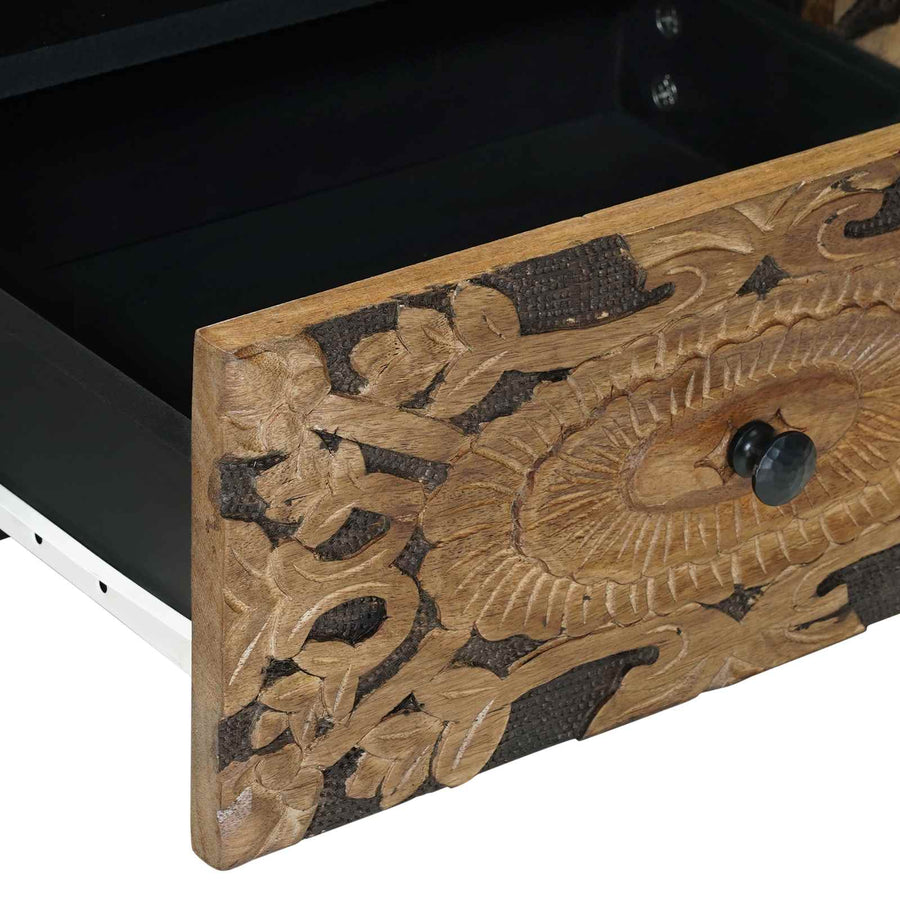TV-kast met lade Bruin 105 x 33,5 x 46 cm Massief Mango Hout