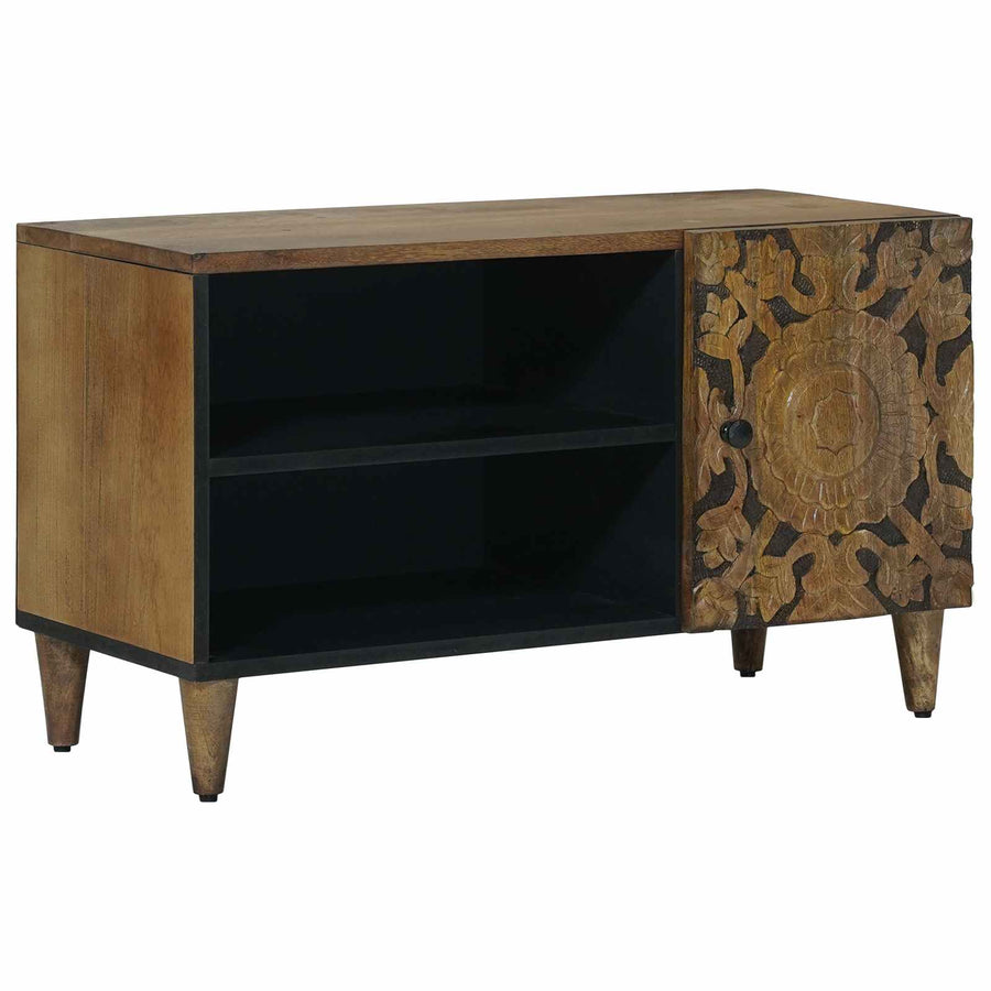 TV-kast met plank Bruin 80 x 31,5 x 46 cm Massief Mango Hout
